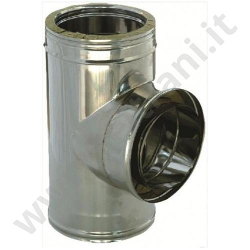 3306055220160 - RACCORDO A T A 90° DOPPIA PARETE IN ACCIAIO INOX AISI 316L DIAMETRO 250/300